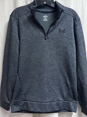 Under Armour Jacket Mens Small Loose  Gray Fleece Inside 1/4 Zip Pullover